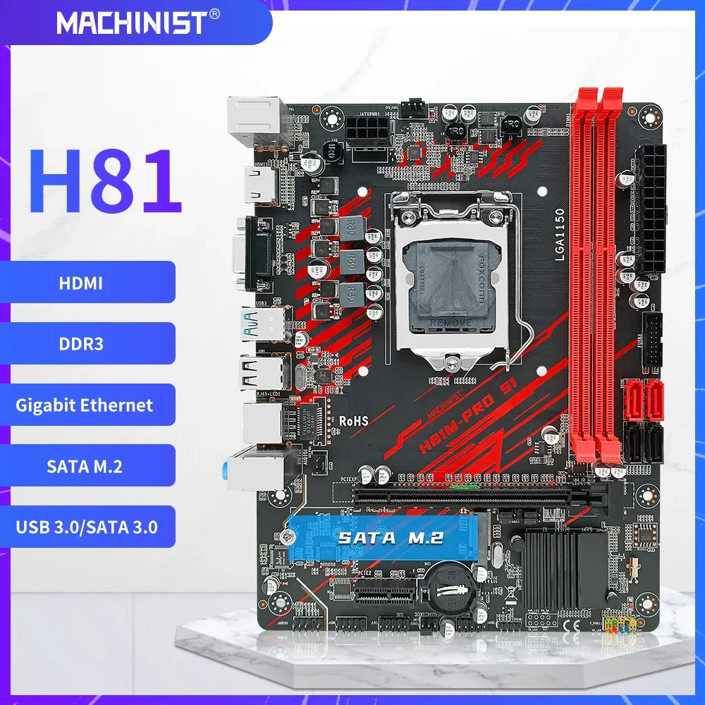 machinist h81 motherboard lga 1150 kit set with intel i5 4690 processor ddr3 8gb24gb ram memory cooling integrated graphics free global shipping