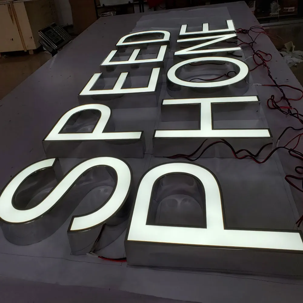 Affordable price advertising light white surface mirror side frontlit channel letter