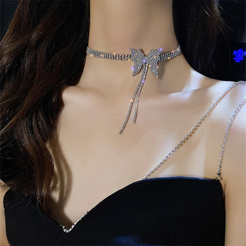 

Hangzhi Korean Style Niche Design Sexy Light Luxury Simple Zicon Butterfly Tassel Necklace for Women Necklace Jewelry Gift 2021