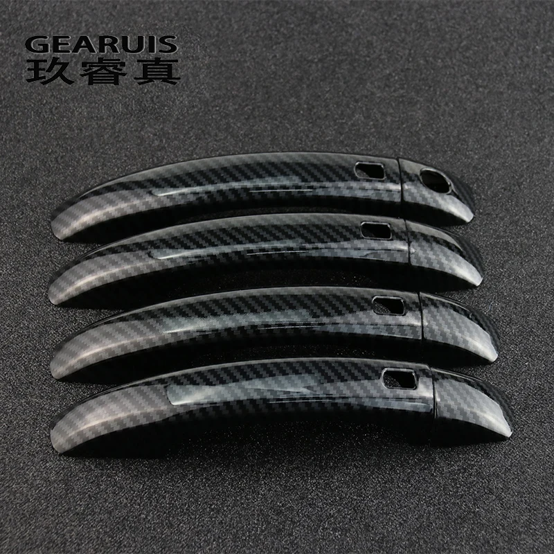 

Автомобиль Стайлинг дверная ручка украшения Рамка Чехлы для Audi A4 B8 Q5 Q3 углеродное волокно дверная ручка наклейки отделка авто аксессуары