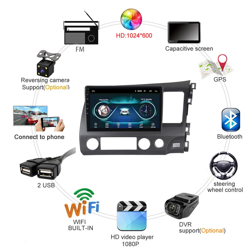 Автомагнитола для RHD Honda Civic 8 FK FN FD 2005-2012 мультимедийная система DVD-плеер аудио