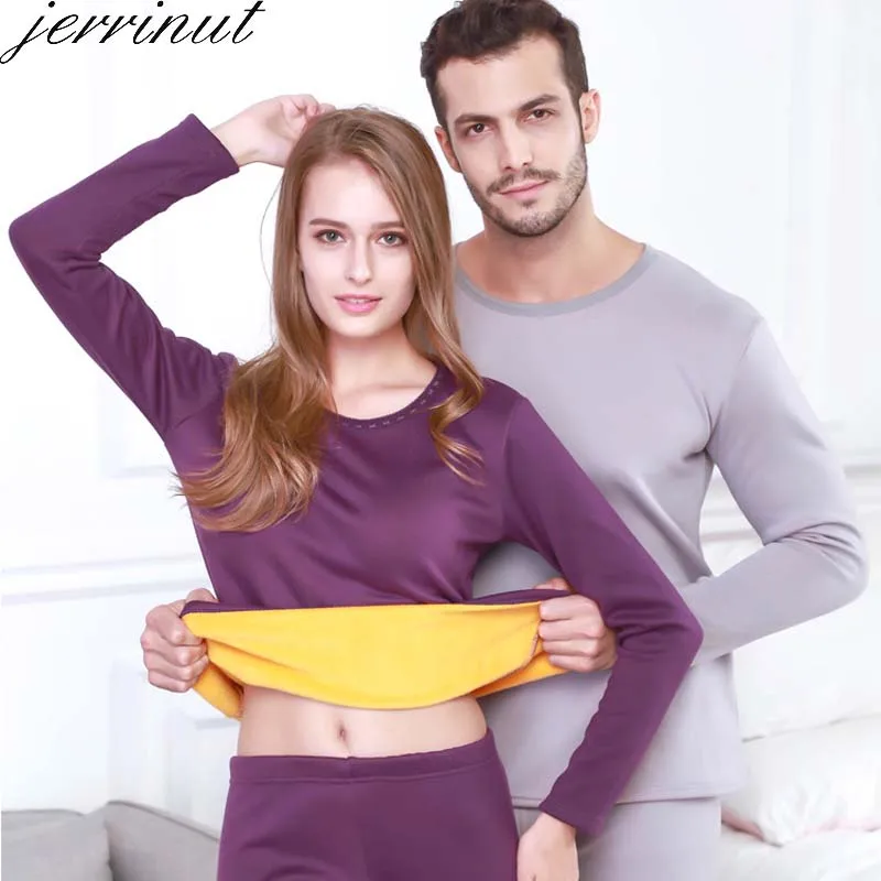 Jerrinut размера плюс женское/мужское термобелье L XL 2XL 3XL 4XL 5XL 6XL кальсоны для мужчин/женщин зимний комплект нижнего белья теплый