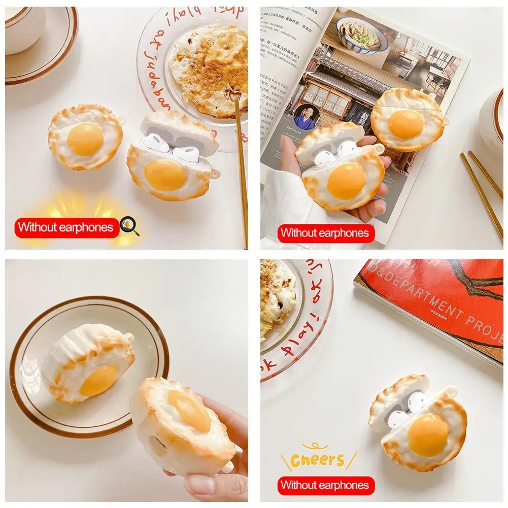 

Poached Egg Mobile Phone Ornaments For Airpods Pro Bluetooth Wireless Headset Cover 2/3 Protective Plastic Shell