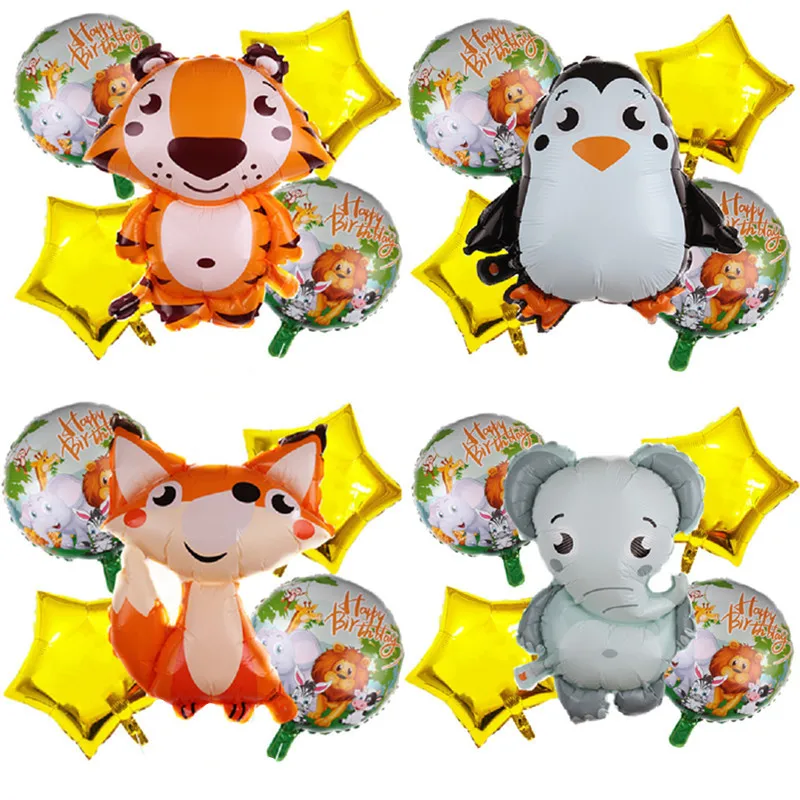 5 шт. большие джунгли Пингвин лиса Лев Ежик воздушные шары мультфильм воздушный