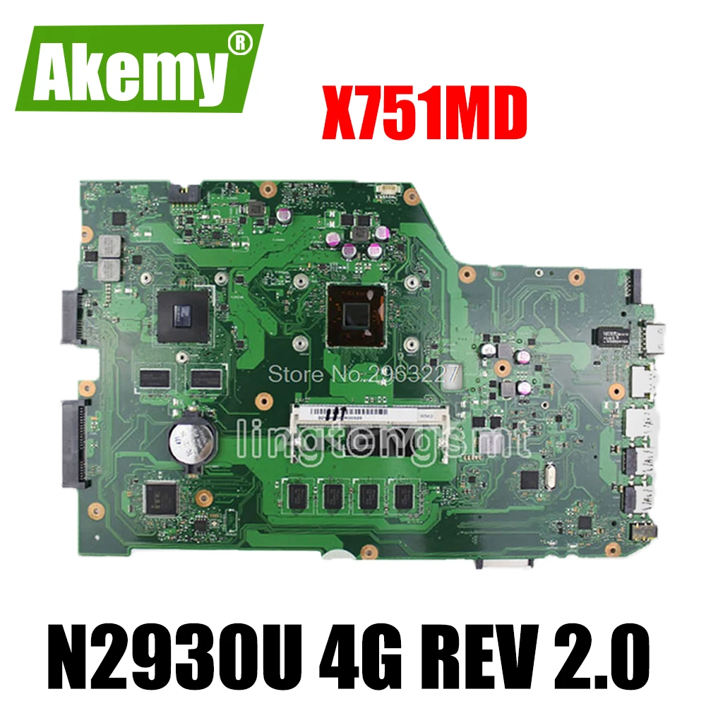 Для For Asus X751MD latop материнская плата 60NB0600 MB1800 REV2.0 X751MJ N2930 GT820M 1 ГБ DDR3 полностью