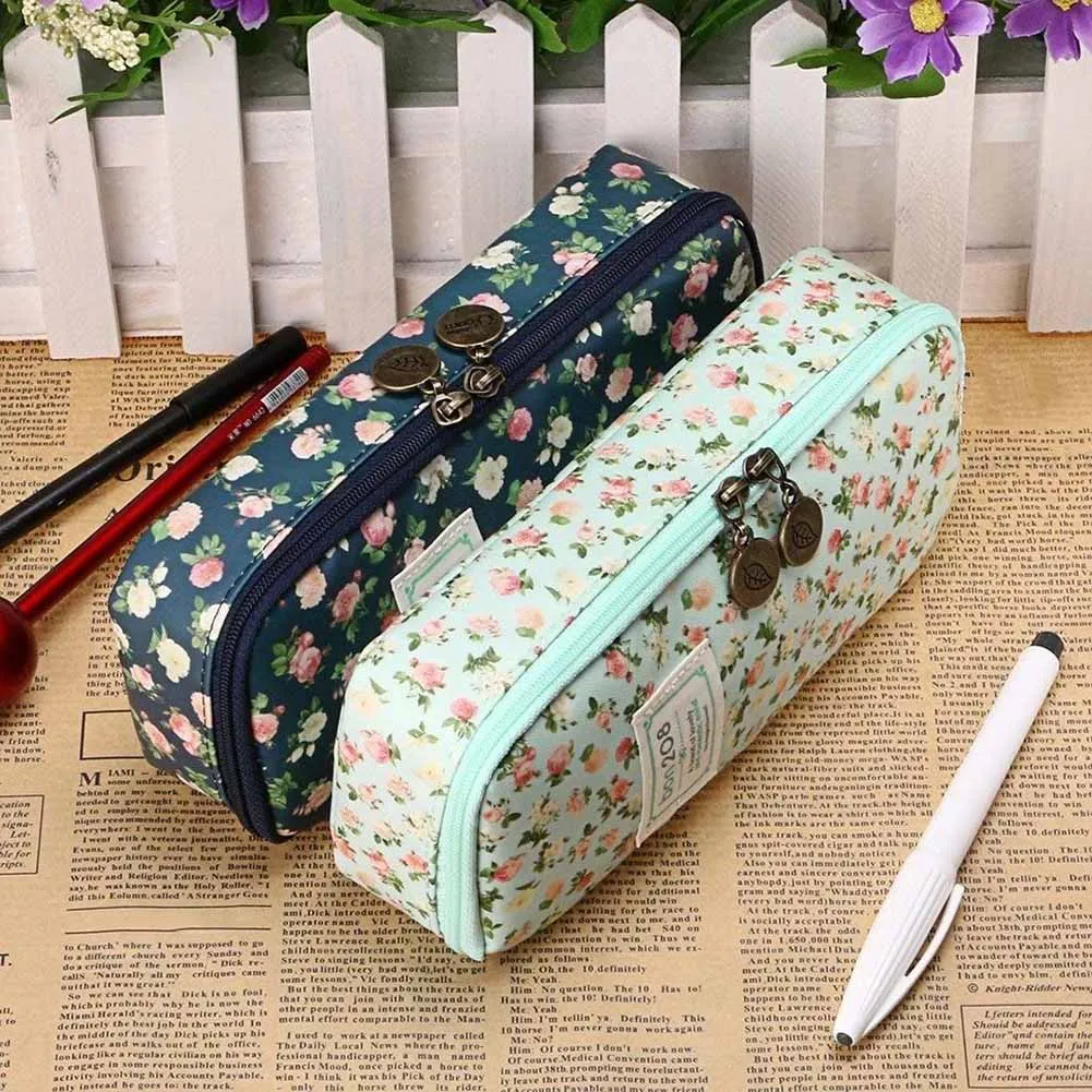 Милый чехол-карандаш большой емкости канцелярский цветочный чехол-органайзер