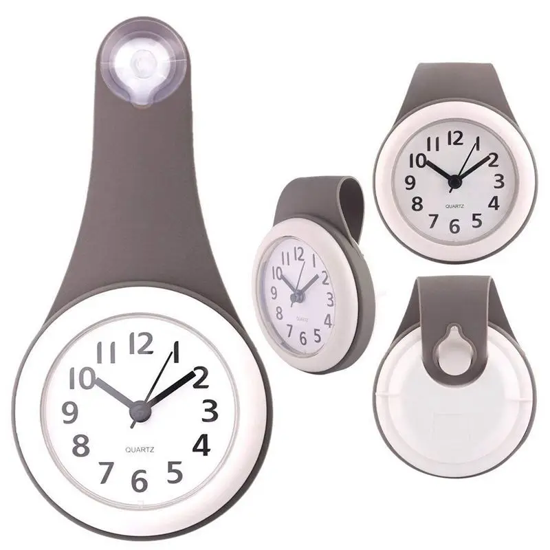 Ванная комната Водонепроницаемый Анти туман присоска настенные часы модные с