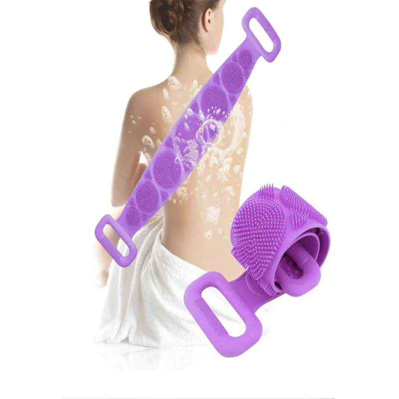 

60 Cm Double-sided Pull Back Strip Bath Towel Silicone Brush To Wipe Back Massage Shower Scrubber Skin Cleaning Shower Brush