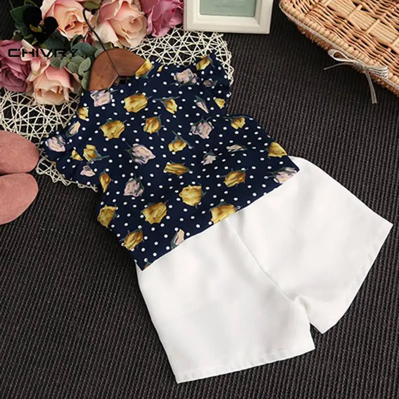 Новинка 2020 комплекты одежды для маленьких девочек летняя шифоновая Футболка с