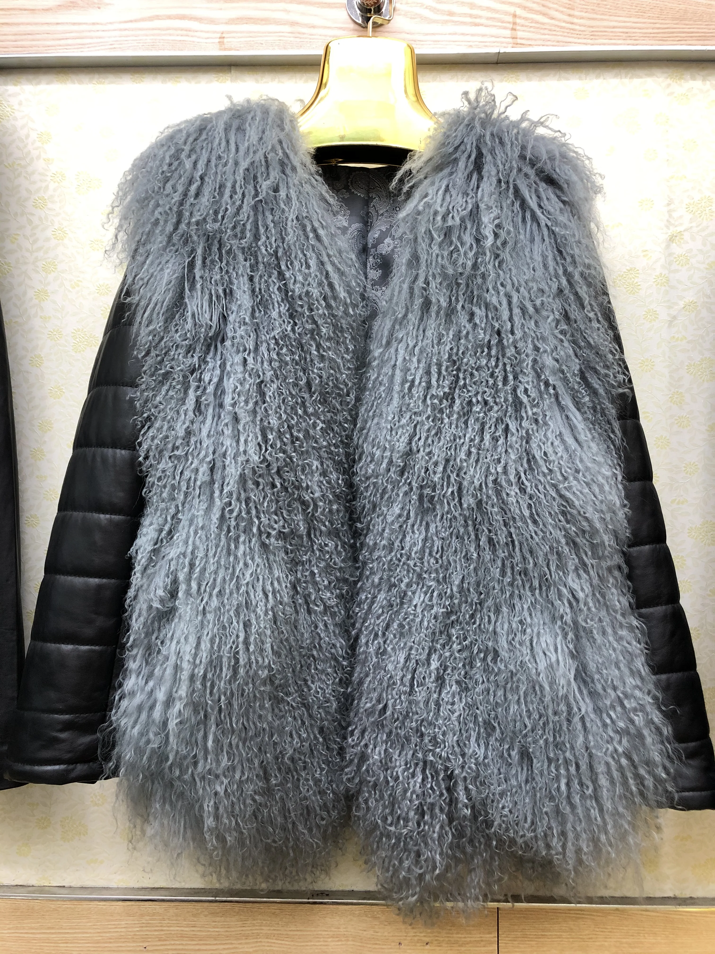 Женская Осенняя пляжная шерстяная шуба из 100% натурального меха Золотая шелковая