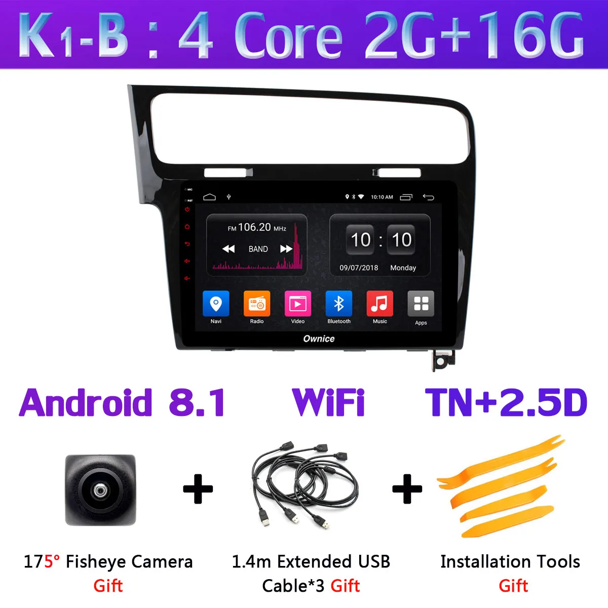 Панорамная камера 360 ° 4G LTE Android 9,0 4G+ 64G DSP CarPlay Автомобильный плеер для Volkswagen Golf 7 MK7 2013- gps радио - Цвет: K1-B