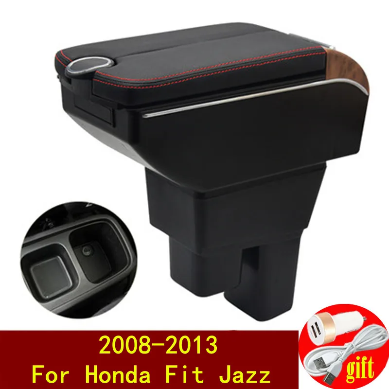 Подлокотник для Honda Fit Jazz 2008-2013 двойные двери 7USB консоль контейнер хранения