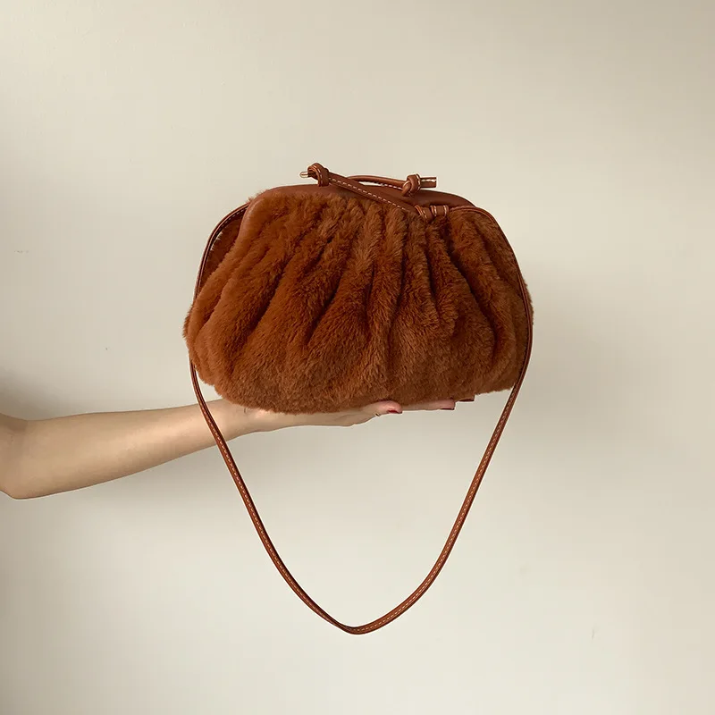 

New Women Winter Faux Fur Shoulder Bag Handbag lady Female Party Small Girls Tote Bag