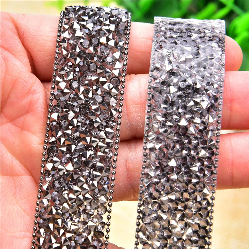 2 ярда черный бриллиант смолы исправление стразы цепи декоративные кристалл