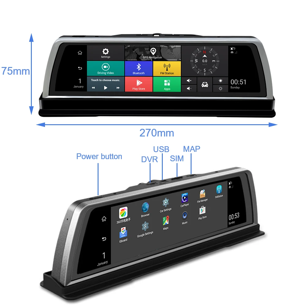 4 канальный Автомобильный видеорегистратор K600 10 дюймов 4G Android Wi Fi IPS GPS навигация
