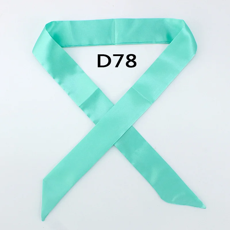 D78 Горячая Мода саржевый эмуляционный Шелковый однотонный шарф для женщин маленький шарф лента Сумочка волосы длинная шаль Бандана роскошный головной шарф - Цвет: D78