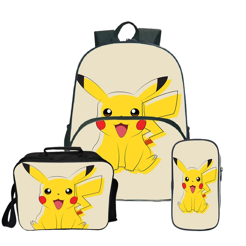 22 Pokemon Pikachu Kawaii рюкзак Пенал Школьный рюкзак для подростков девочек мальчиков рюкзак для ланча 3 шт./компл. детский дорожный рюкзак - Цвет: 22