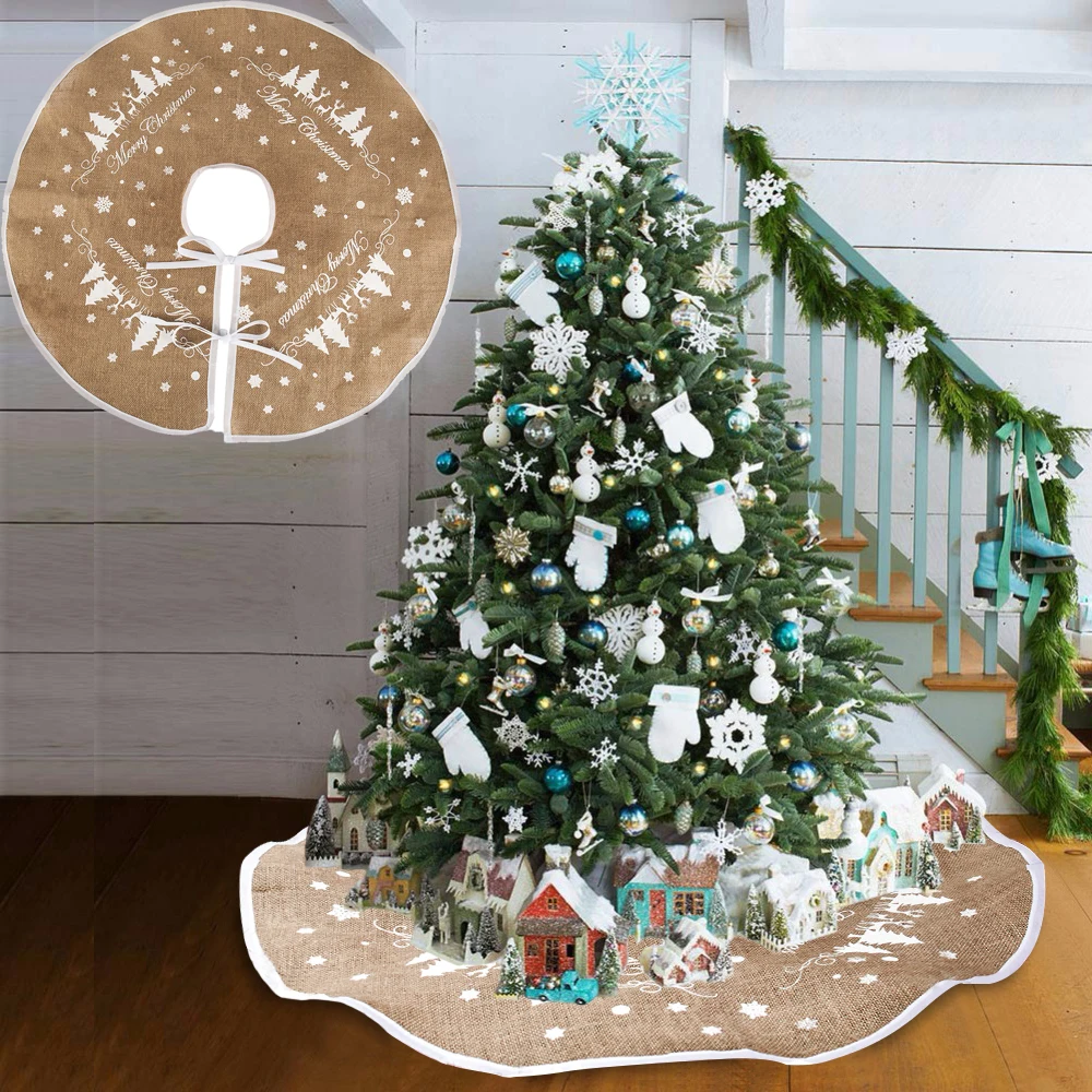 Снежная плюшевая Рождественская елка юбка база коврик покрытие орнамент Санта