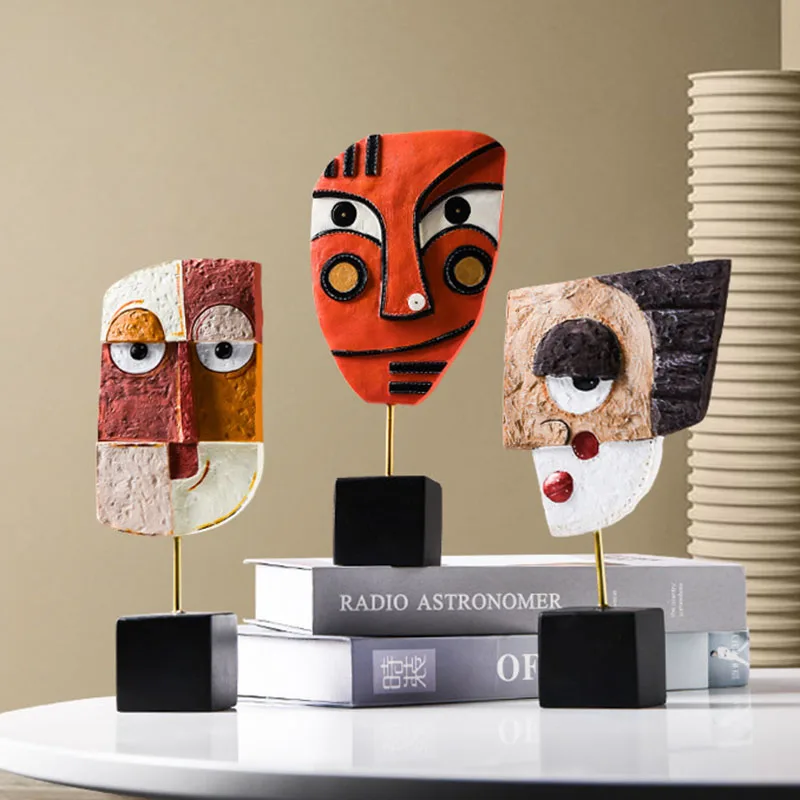 

Home Decoration Accessories Nordic Resin Abstract Human Face Art Ornament Creative Craft Desktop Decor Figurine Sculpture Model