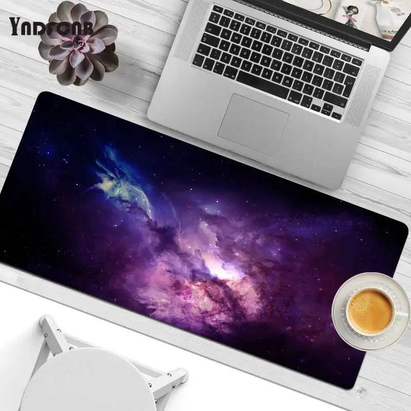 

Blue Purple Cloud Space Keyboards Mat Gaming Mousepad Desk Mat Size For Large Edge Locking Speed Version Game Keyboard Pad