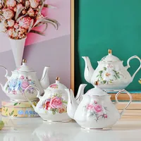 Noble Bone China Teapot 500ML Pink Camellia Coffee Pot Set Home High Grade Porcelain Kettle Jug Party Cafe Teaware Tea Pot