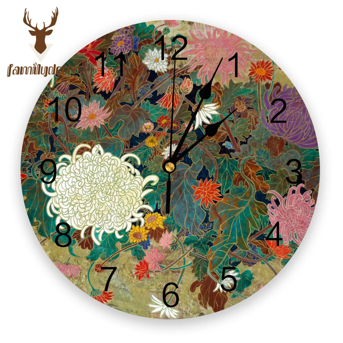 

Flower Japanese Painting Wall Clock Home Decor Bedroom Silent Oclock Watch Wall Digital Clock Wall Clock for Kids Rooms