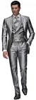 Новейший Блестящий серебряный атласный серый смокинг жениха Свадебныевечерние костюмы Лучший человек Жених (пиджак + брюки + галстук + жилет)