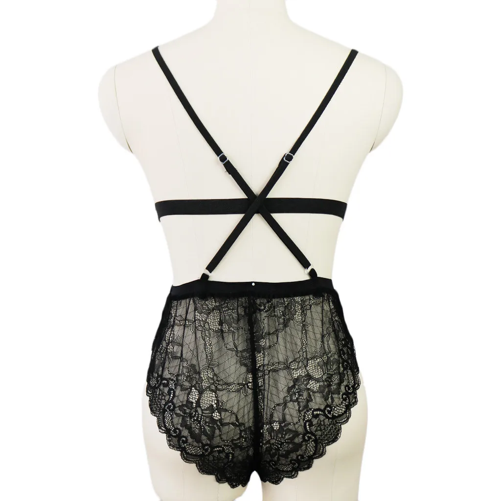 

Women Lace Bodysuit Sexy Deep V-neck Lingerie Underwear Hollow Out Female Backless Sleeveless Bodycon Jumpsuit Bodysuit #P2