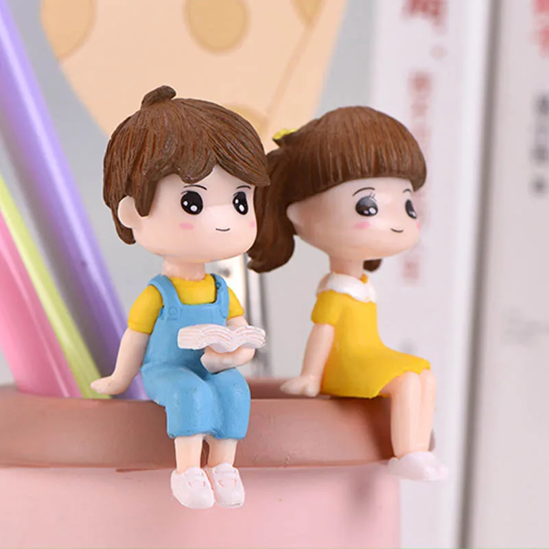 1 Pair Romantic Couples Figurines DIY Micro Landscape Mini PVC Home Ornaments Fairy Garden Miniatures Cute Boy and Girl Lovers | Дом и сад