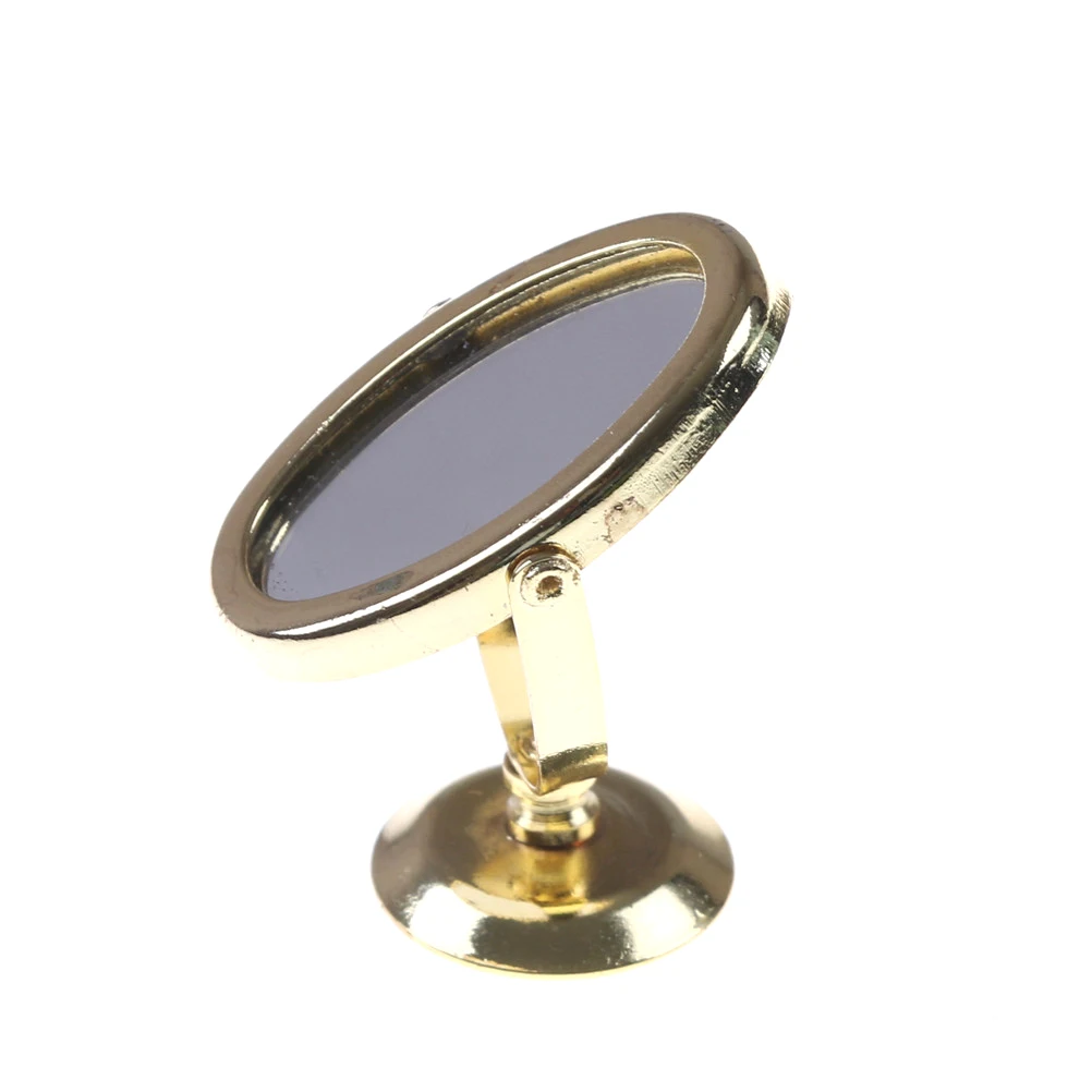 1pc Fashion 1/12 Dressing Table Mirror Gold Tone Kids Simulation Cosmeti Pretend Play Furniture Doll House Miniature Girl Toys | Игрушки и