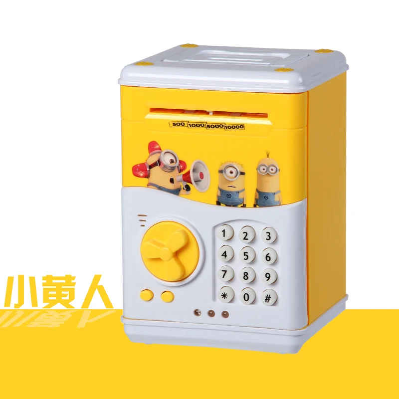 minionsB Большая копилка Сейф Банкомат банка Копилка музыкальная Копилка Электронная Копилка бумага для кошки монета денег Банк - Цвет: minionsB