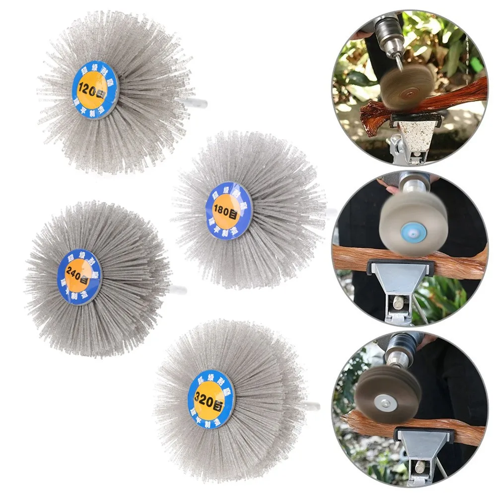 

4pcs Deburring Abrasive Nylon Wire Brush Flower Head Polishing Grind Buff Wheel Wood Furniture Tool 20, 180, 240, 320 Grit