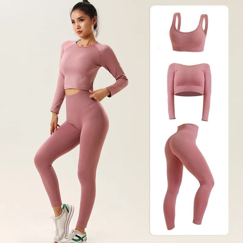 

13 Colors Seamless Women Yoga Set Workout Sportswear Gym Clothing Fitness Crop Top High Waist Leggings Long Sleeve Sports Suits