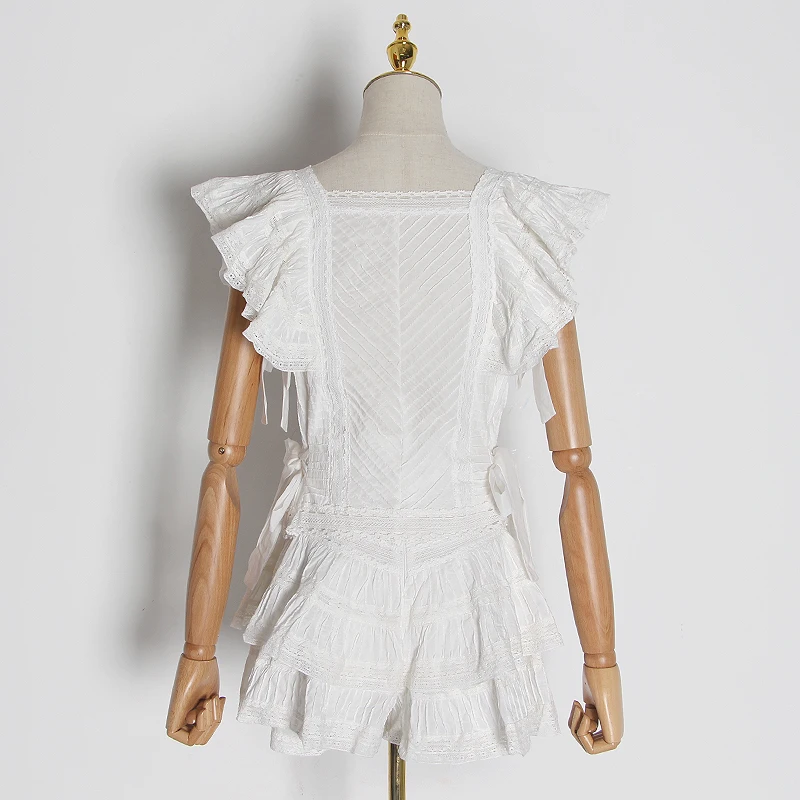 Женский кружевной комплект из двух предметов блузка с квадратным воротником и