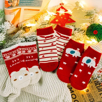 3 пары рождественских носков Детские осенне-зимние утепленные носки для