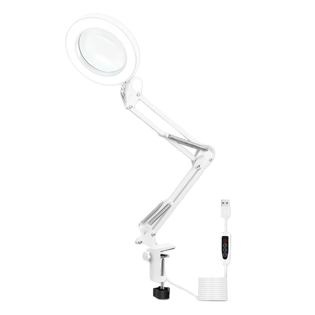 

5X Magnifying Lamp Magnifier Light Clamp Onto Table For Jewelry & Watches Repair