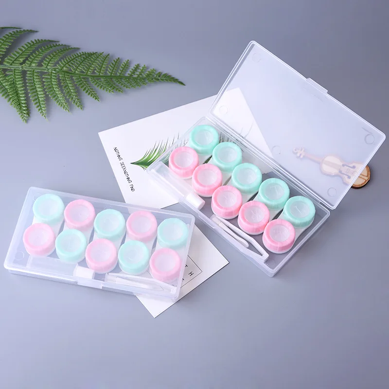 

5Pair/Set Contact Lens Case Women Eye Contact Lens Box Travel Contact Lenses Case Leakproof Container Lenses Box For Display Box