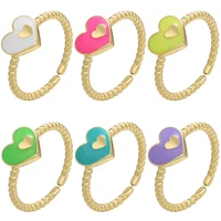 zhukou new gold color enamel heart ring for women romantic dripping oil heart girl ring for party trend jewelry wholesale vj253