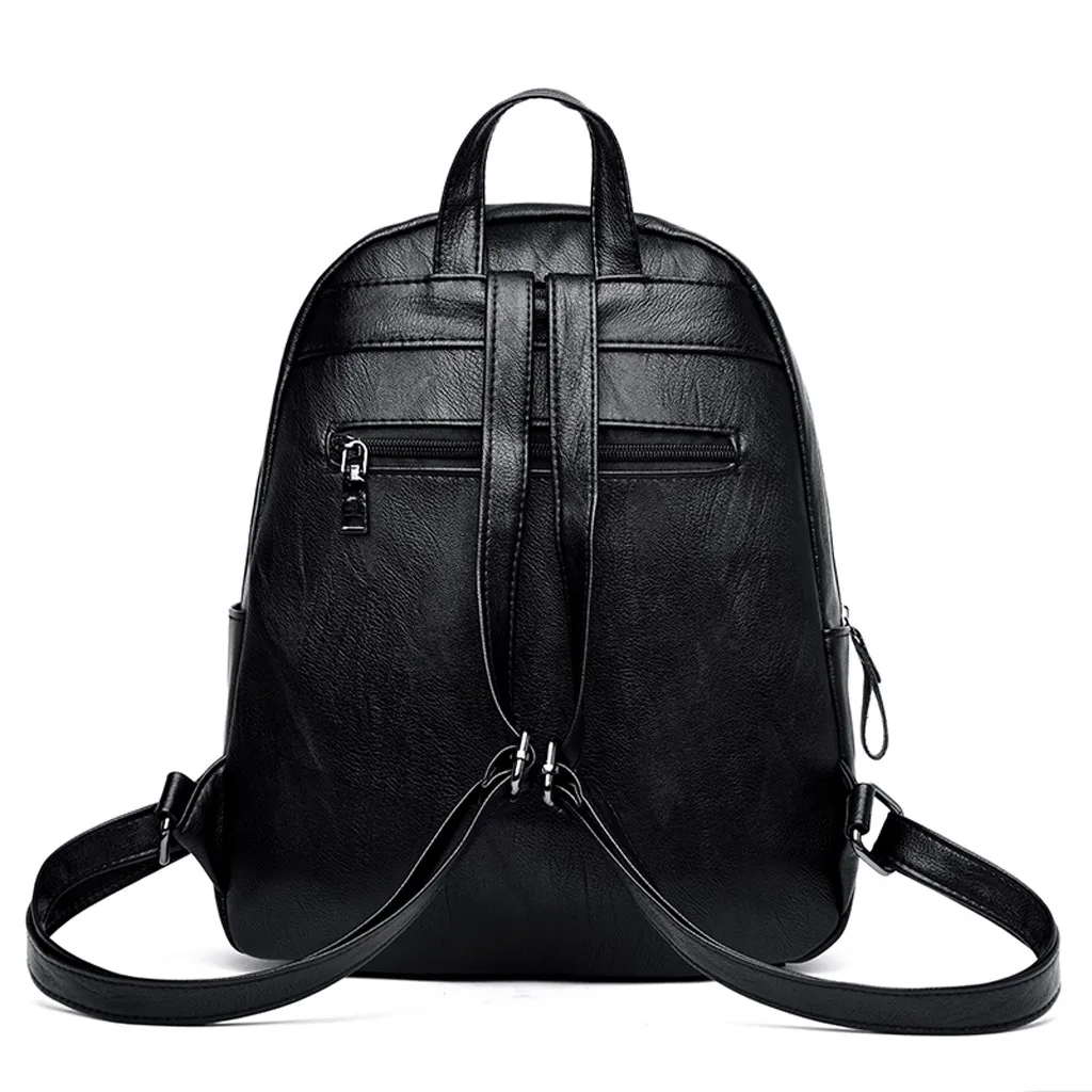 Кожаный рюкзак модный женский уличный однотонный нейлоновый