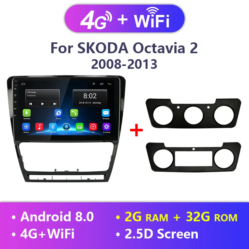 4G Android player Jansite Android Автомобильная магнитола для Skoda Octavia 2 A5 2008-2013 gps навигация 4G сеть wifi Аудио плеер 2 din радио тюнер - Цвет: 4G Android player