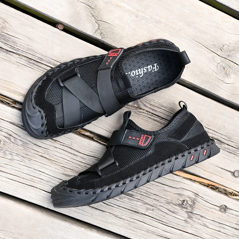 Мужские сандалии Новинка лета 2020 кожаные с мягкой подошвой ручной работы