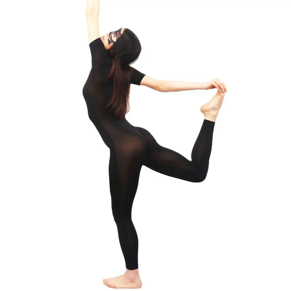 Размера плюс комбинезон прозрачная ночная сорочка чулок на все тело с отверстием