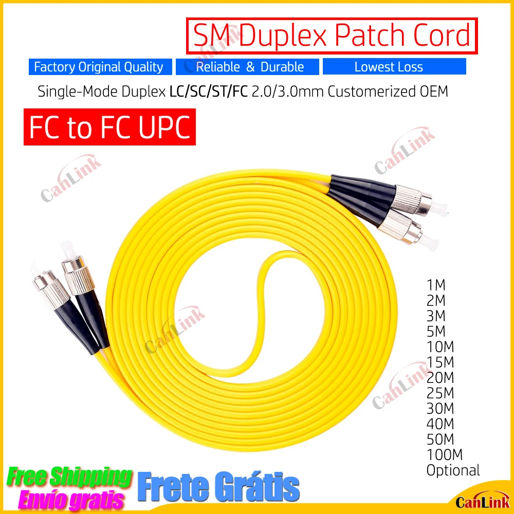 

Lot sell high quality 1m~50m FC to FC UPC SM Duplex LC/SC/ST/FC UPC to UPC FTTH Patch Cord Jumper 2.0/3.0mm 1~50m 5-10pcs