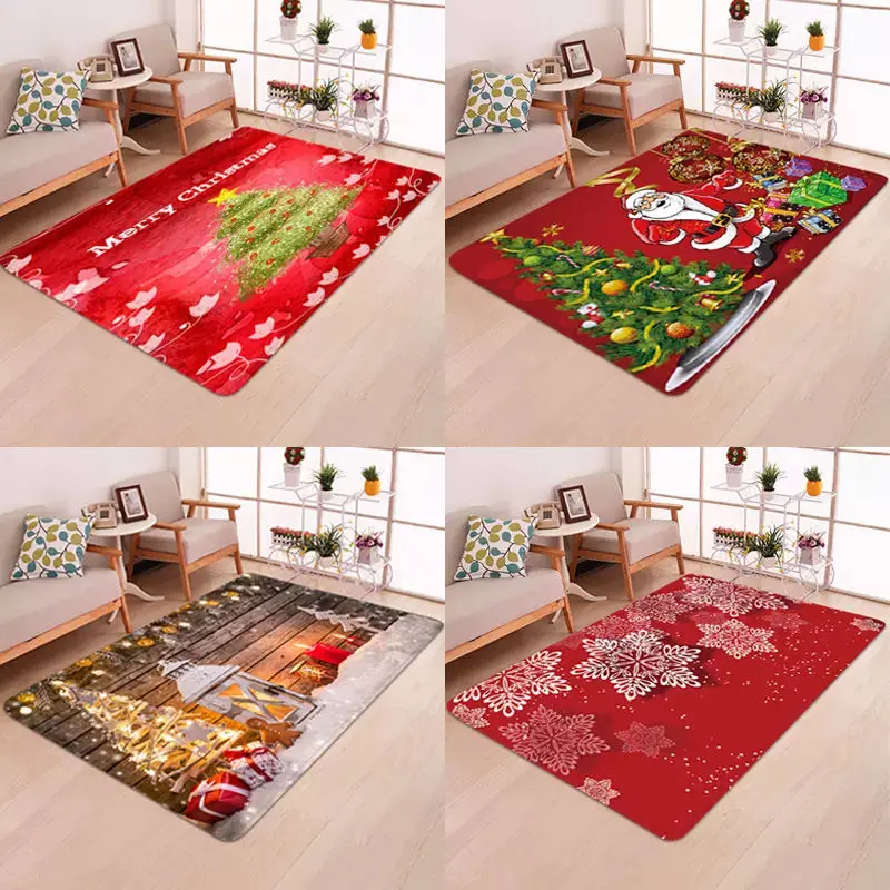 1Pc 3D Christmas Rug Santa Claus Print Rugs Waterproof Flannel Pads Home Floor Decor | Дом и сад