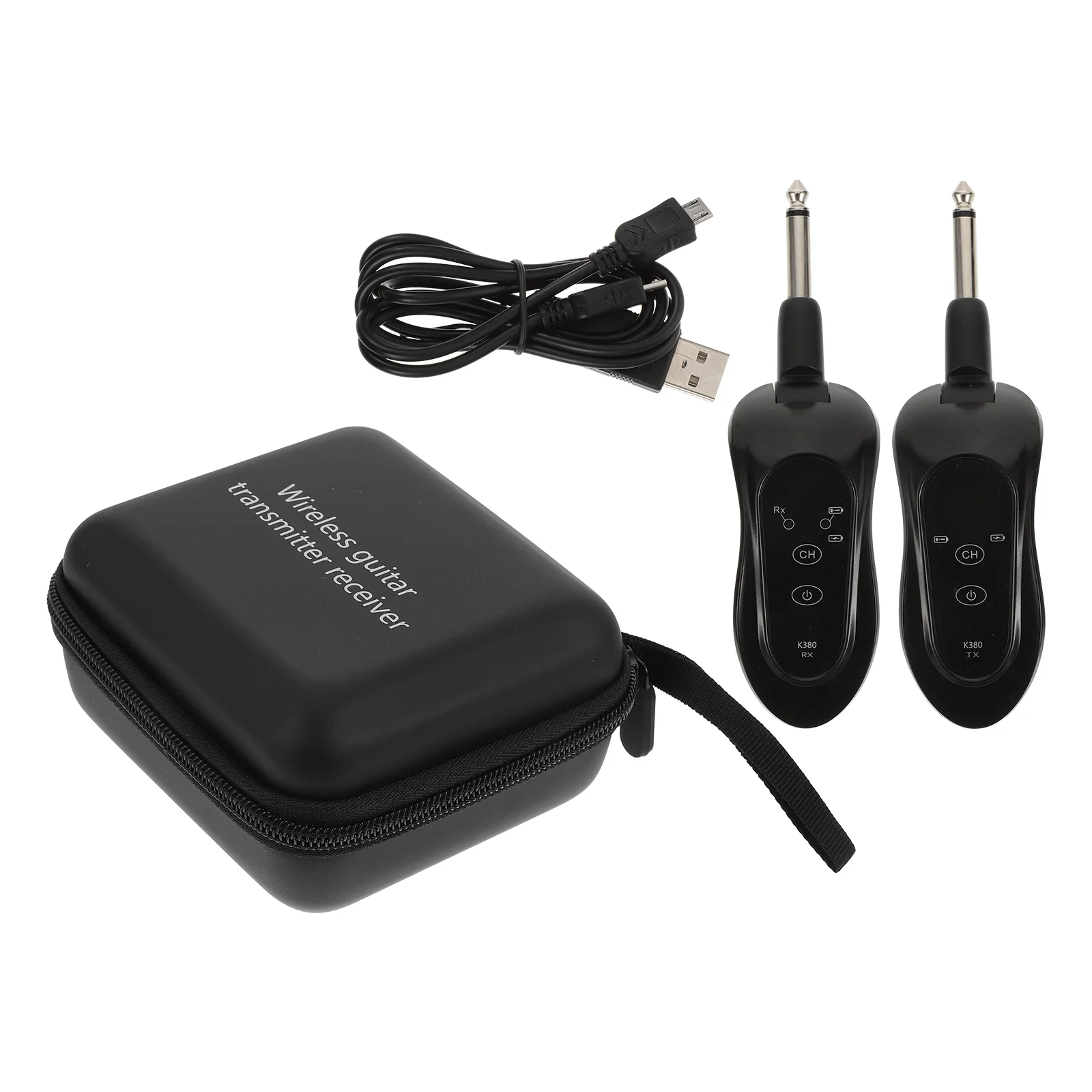 

1 комплект беспроводной гитарный передатчик басовый приемник для электронных инструментов (черный)