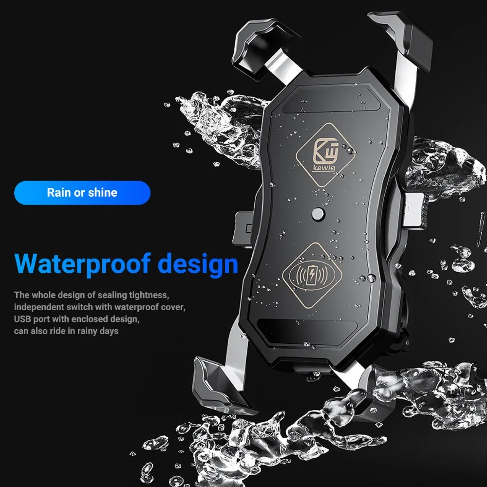 

Motorcycle Phone Holder 15W Wireless Smart Charger QC3.0 Wire Charing 2 in 1