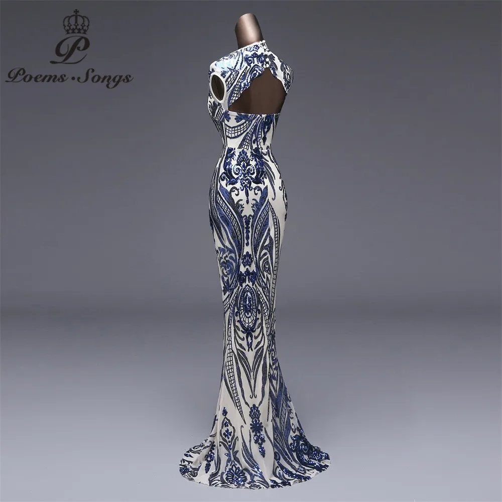 Стихи песни Новое Элегантное синее вечернее платье с блестками vestido de festa официальное вечернее платье длинное платье с блестками длинное платье для выпускного вечера