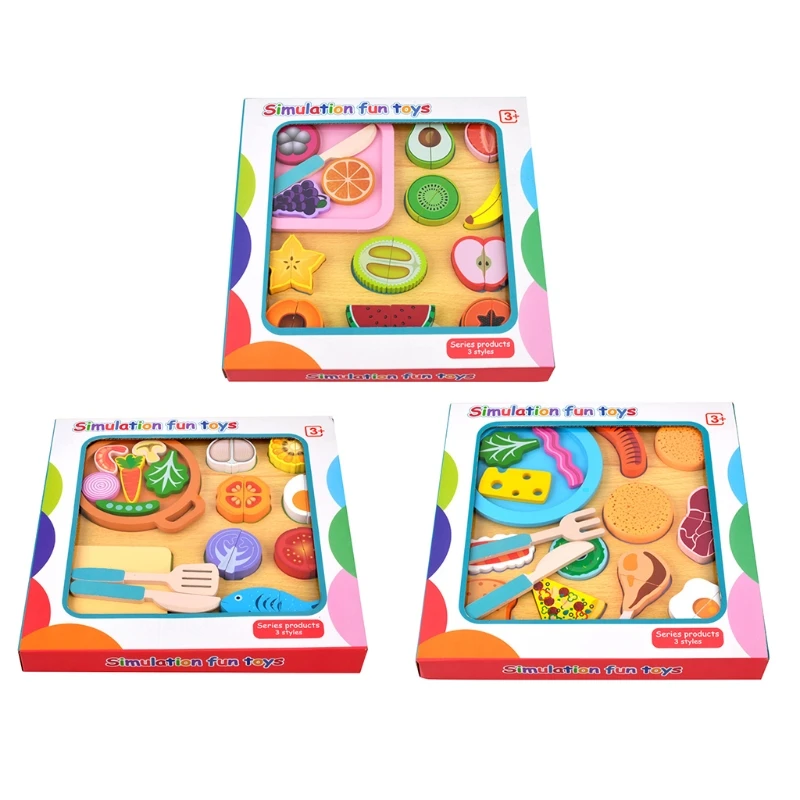 

2021 New Play House Kitchen Toy Early Education Toy Cutting Fruits Vegetables Pretend Food Playset Learning Toy for Christmas