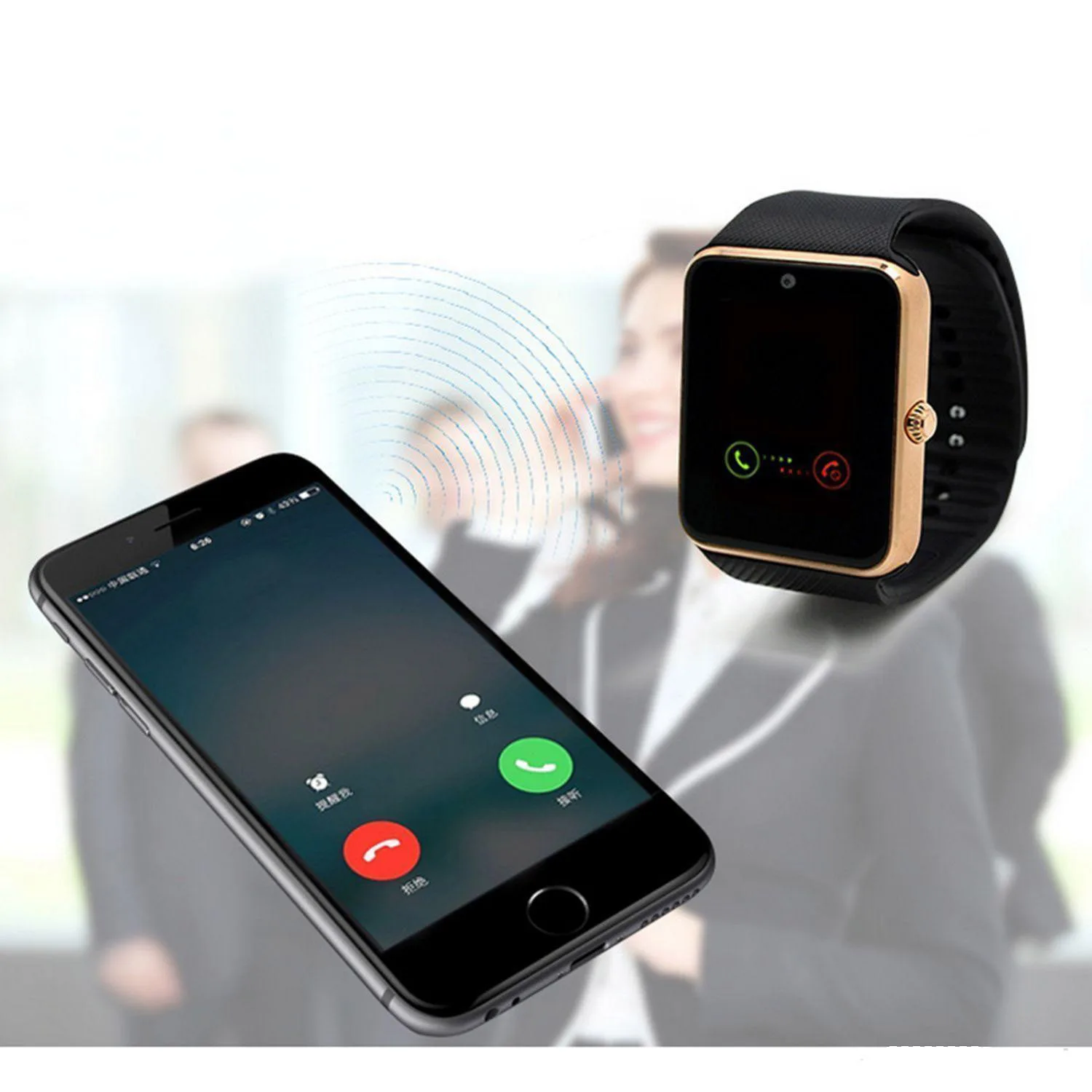 Смарт-часы GT08 Bluetooth Android IOS сенсорный экран поддержка Sim-карты TF-карты с камерой |