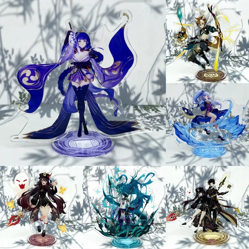 

Anime Genshin Impact Stand Acrylic Figure Xiao Hutao Raiden Shogun Zhongli Cosplay Model Plate Desk Decor Fans Collection Prop